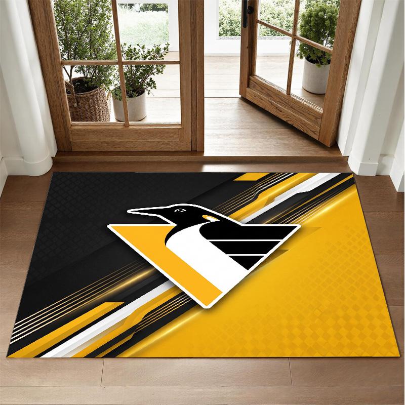 Pittsburgh Penguins Design Crystal Velvet Rug Soft Decorative Mat for Bedroom Entrance