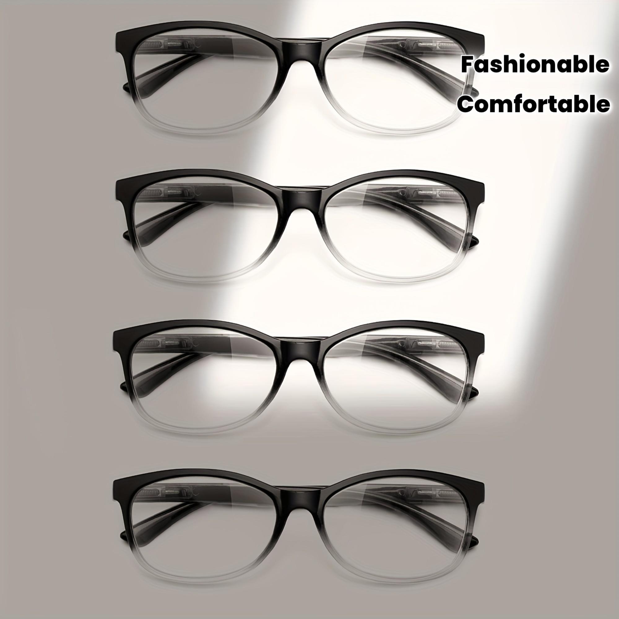 

4pcs round reading glasses, stylish & comfortable clear lenses, portable unisex readers for daily & office use. +100