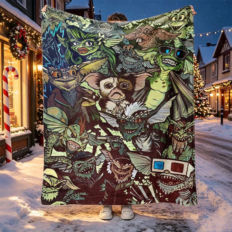 Gizmo (Gremlins) Pattern Blanket for Home Decoration, Bed, Sofa, Car Travel, Camping, Suitable for All Seasons, Birthday Christmas Gift