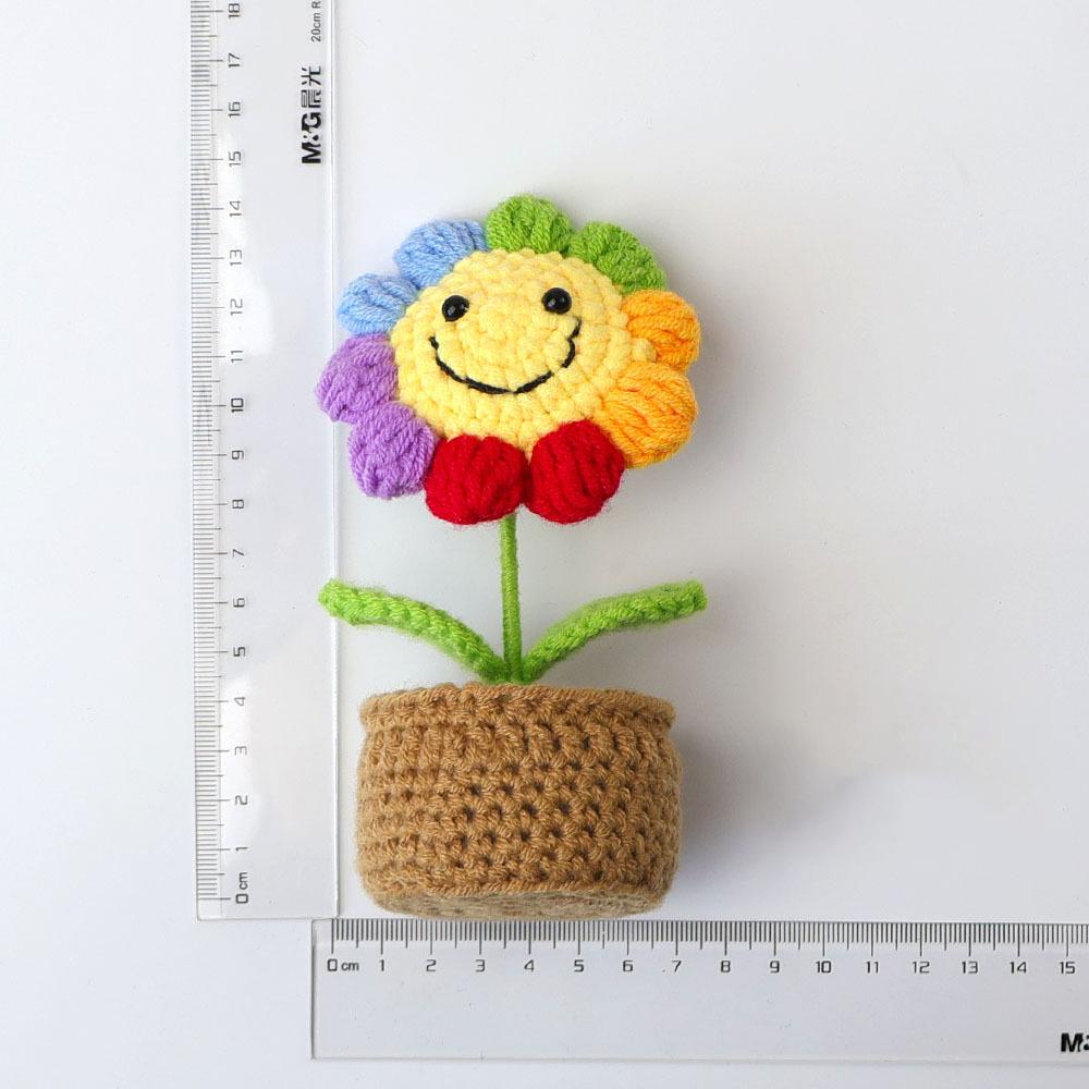 Crochet Sunflowers Potted Cute Knitting Flower Pot Flower Pot Handwoven Plant Car Table Bookshelf Home Decor Gift