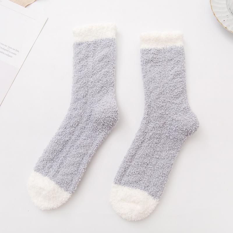 5/10 Pairs Autumn and Winter Non Shedding Twisted Coral Fleece Socks for Women Fleece Lined Thickened Home Floor Socks Mid Calf Sleep Postpartum Socks