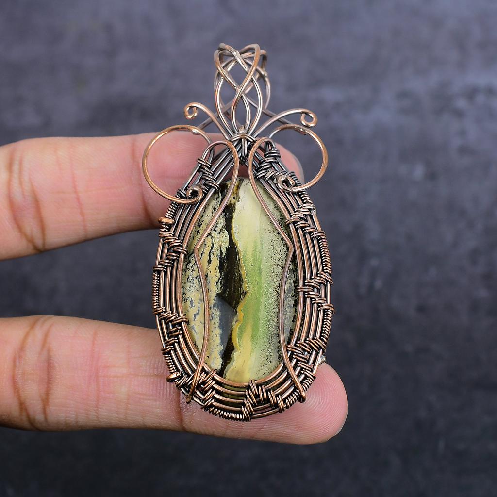 Kammererite Gemstone Handmade Copper Wire Wrap Jewelry Pendant 2.96" b8E06