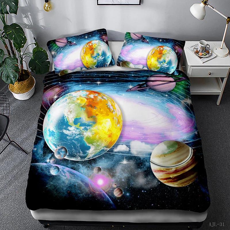 Set cuvertură de pat Galaxy Star 3d Space Star Cu o singură dublă Twin/Queen 2 buc/3 buc Seturi de lenjerie de pat Univers cu tematică în spațiul cosmic