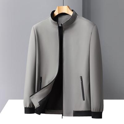 Jacke Herren Herbst High-End Stehkragenjacke Mittelalterlich Business Casual Vielseitiges Oberteil Einfarbig Papa Outfit