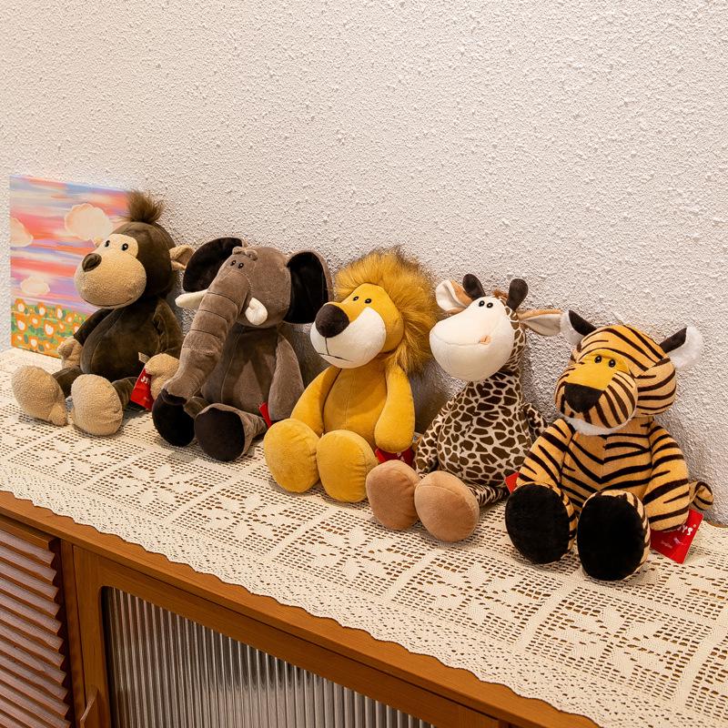 Plush Jungle Animal Dolls: Elephant, Monkey, Tiger, Lion, Giraffe – Perfect Children's Gifts