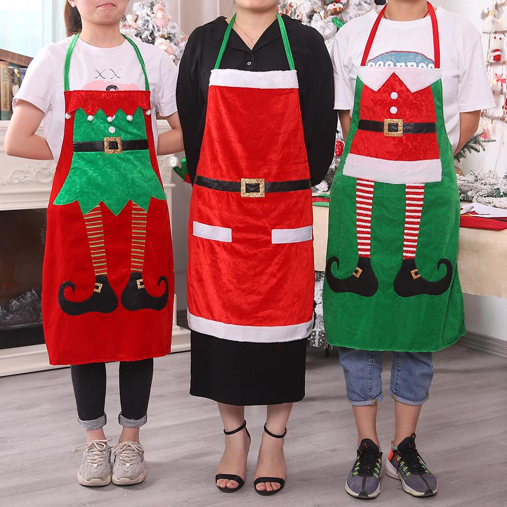 Merry Christmas Cotton Linen Women Apron Kitchen Restaurant Cooking Bib Aprons