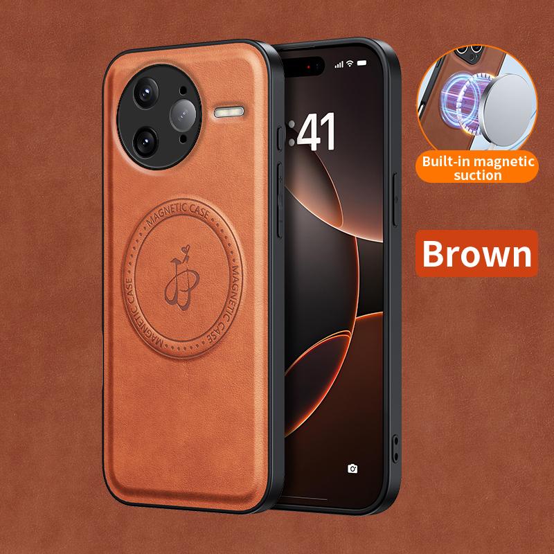 PU Leather Wireless Charging Magnetic Case for Xiaomi Poco F7 Pro / F7 Ultra Protective Cover Hard Back Shell Coque