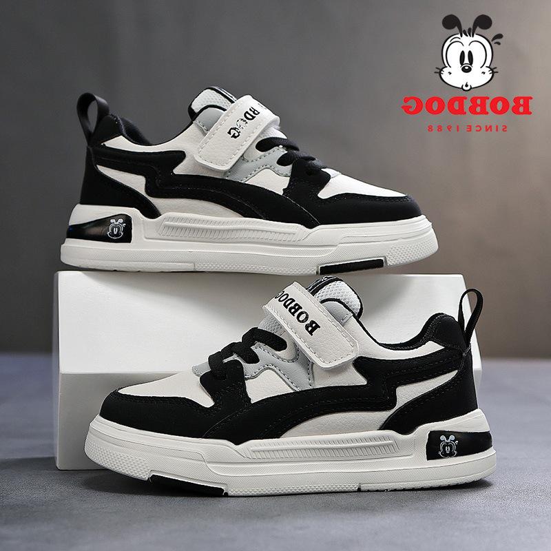 Babu Dou Kids' Waterproof Leather Sports Shoes - Shock Absorbing, Breathable, Non-Slip Velcro Sneakers for Middle & Big Kids