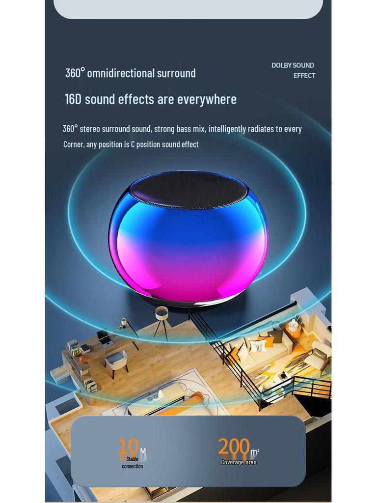 Portable Bluetooth Speaker - High-Quality HIFI Stereo Sound, Mini, Wireless, Internet Favorite, Ideal for Students (Model XCM4)