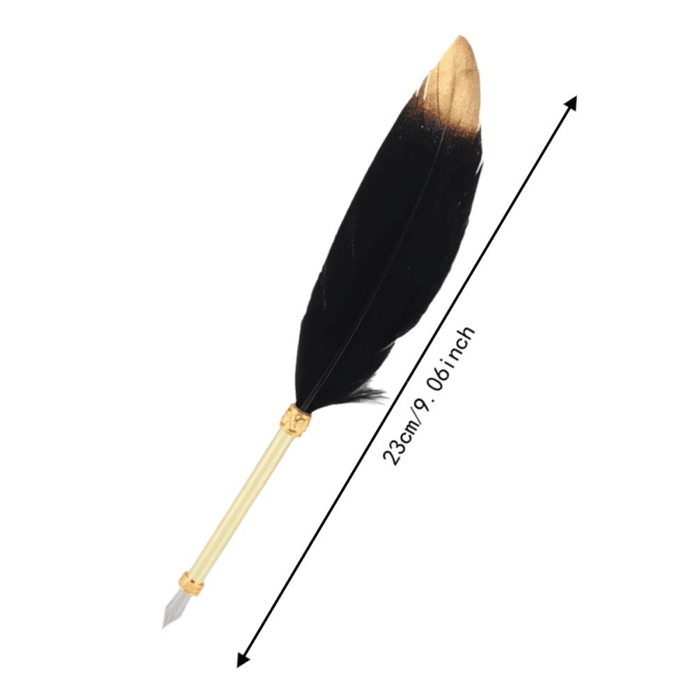 Blue Feather Pen Kit 24cm/9.4in Quill Pen Set Portable Feather Pen Box Writing Practice