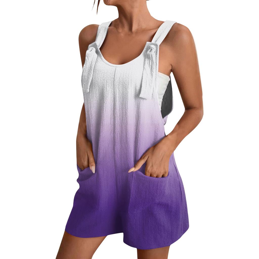 Women's Fashion Gradient Printed Jumpsuit Casual Jumpsuit Shorts