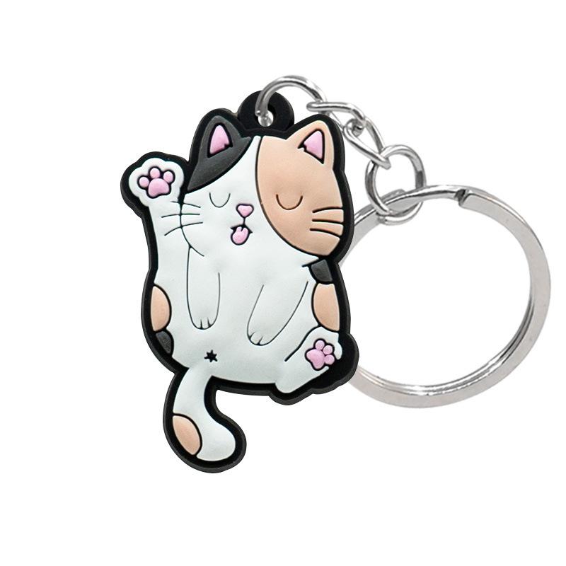 PVC Soft Rubber Cat Keychain Pendant - Cute Bag Accessory and Ornament