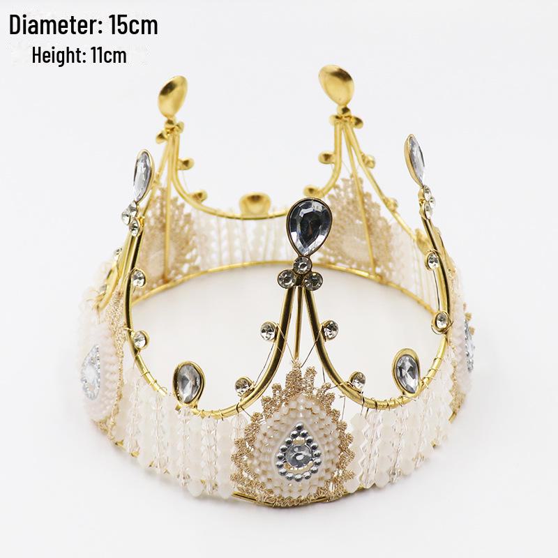 Queen Crown Cake Decoration with Lace, Pearls, and Baby's Breath for Birthdays