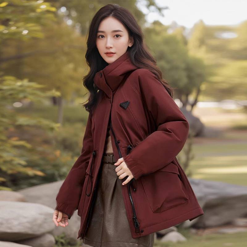 Korean-style Casual and Fashionable Women's Winter Parka Jacket with Thick Cotton-padded Design and Windproof Feature