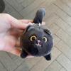 Squeezing Plush Black Cat Pendant 3D Eyes Cat Plush Keychain  Room Decoration