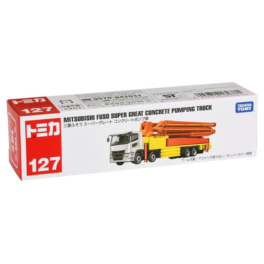TAKARA TOMY Tomica Long Type Tomica No. 127 Mitsubishi Fuso Super Great Concrete Pump Truck Miniature Car Toy
