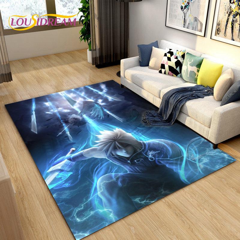 Final Fantasy 3D Printed Game Gamer Area Rug,Carpet Rug for Living Room Bedroom Sofa Doormat Decoration, Kids Non-slip Floor Mat