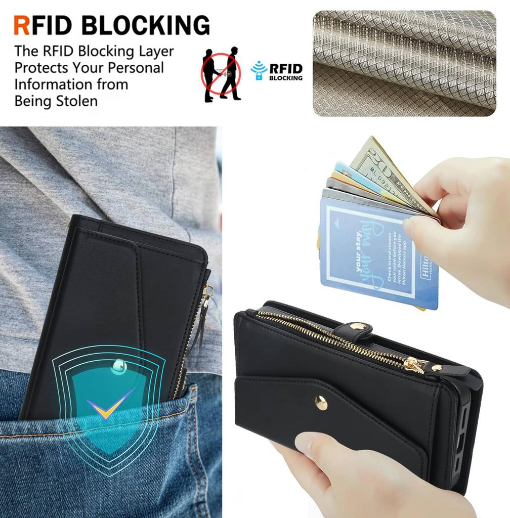 For iPhone 16e/16 Pro Max Wallet Case, Support Wireless Charging with RFID Blocking Card Holder, Wallet Detachable Magnetic Case
