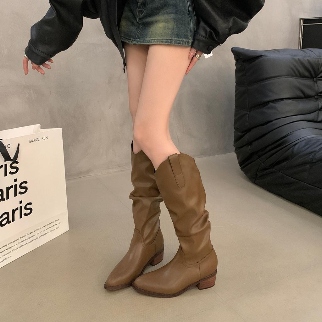 Elegant Vintage Belt Buckle Boots Women's Summer Fashion Maillard Leather Boots Fashion Boots Tide
