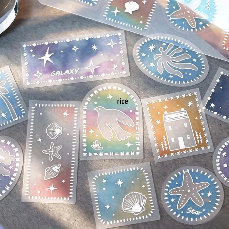 Hoshino Silver Watercolor Die-cut Stickers for DIY Collage and Phone Cases