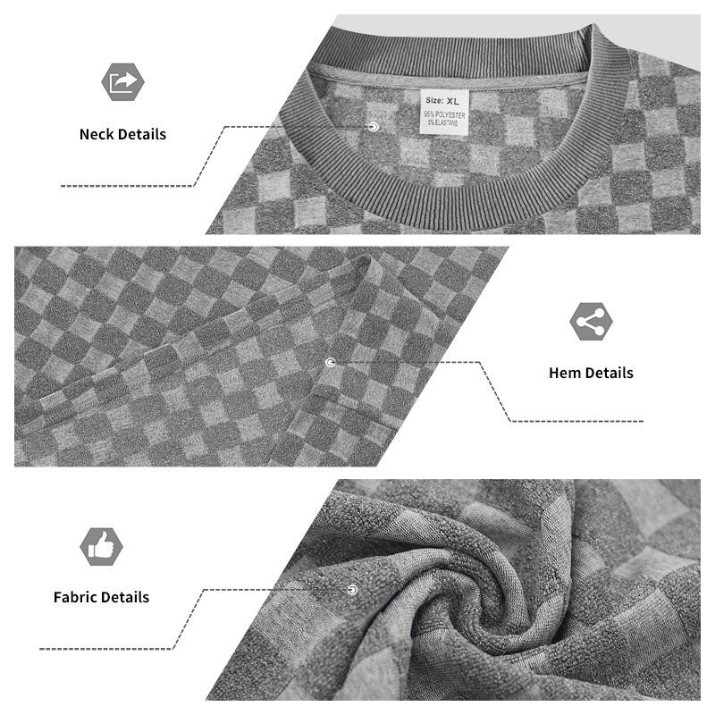 Men S Casual Short Sleeve Round Neck Jacquard Towel Texture Set