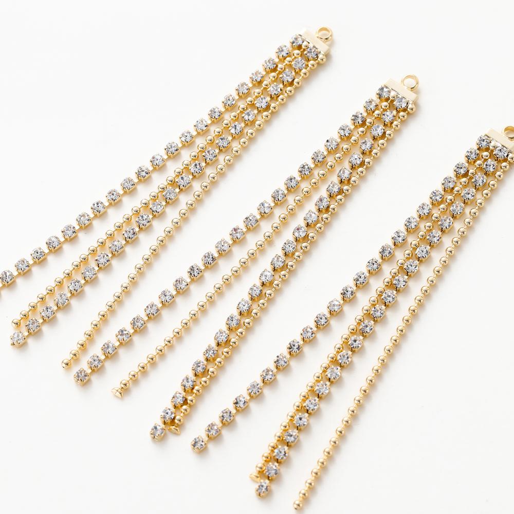 1Pair 14K/18K Gold Plated Brass Beads Chain Tassel Charm Pendant for Earrings Making DIY Earrings Accessories Supplies