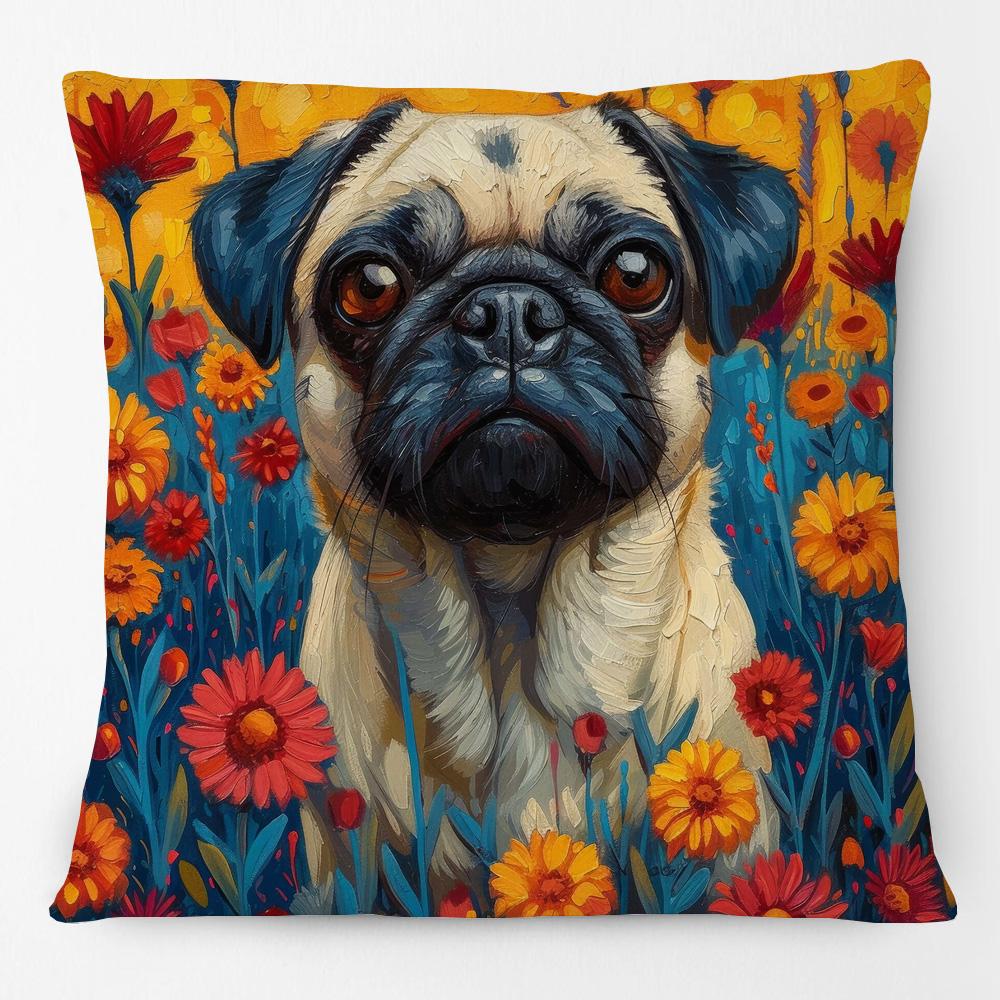 Animals On Vintage Sofa Cushion Cover Parrot Cockatoos Pig Goose Chicken Dog Painting Art Print Pillow Case