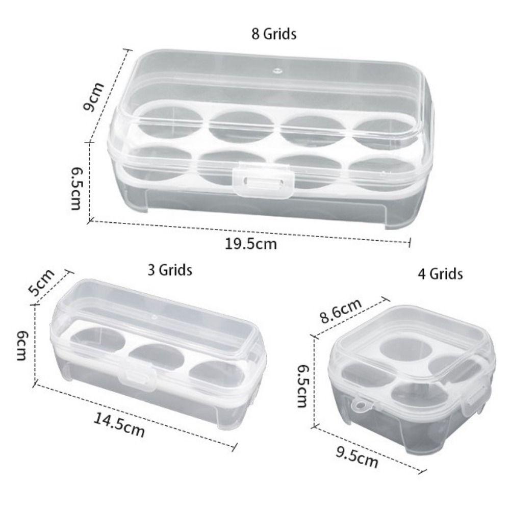 Transparent Egg Storage Box Safety Egg Tray 3/4/8 Grid Picnic Eggs Box  Egg Container