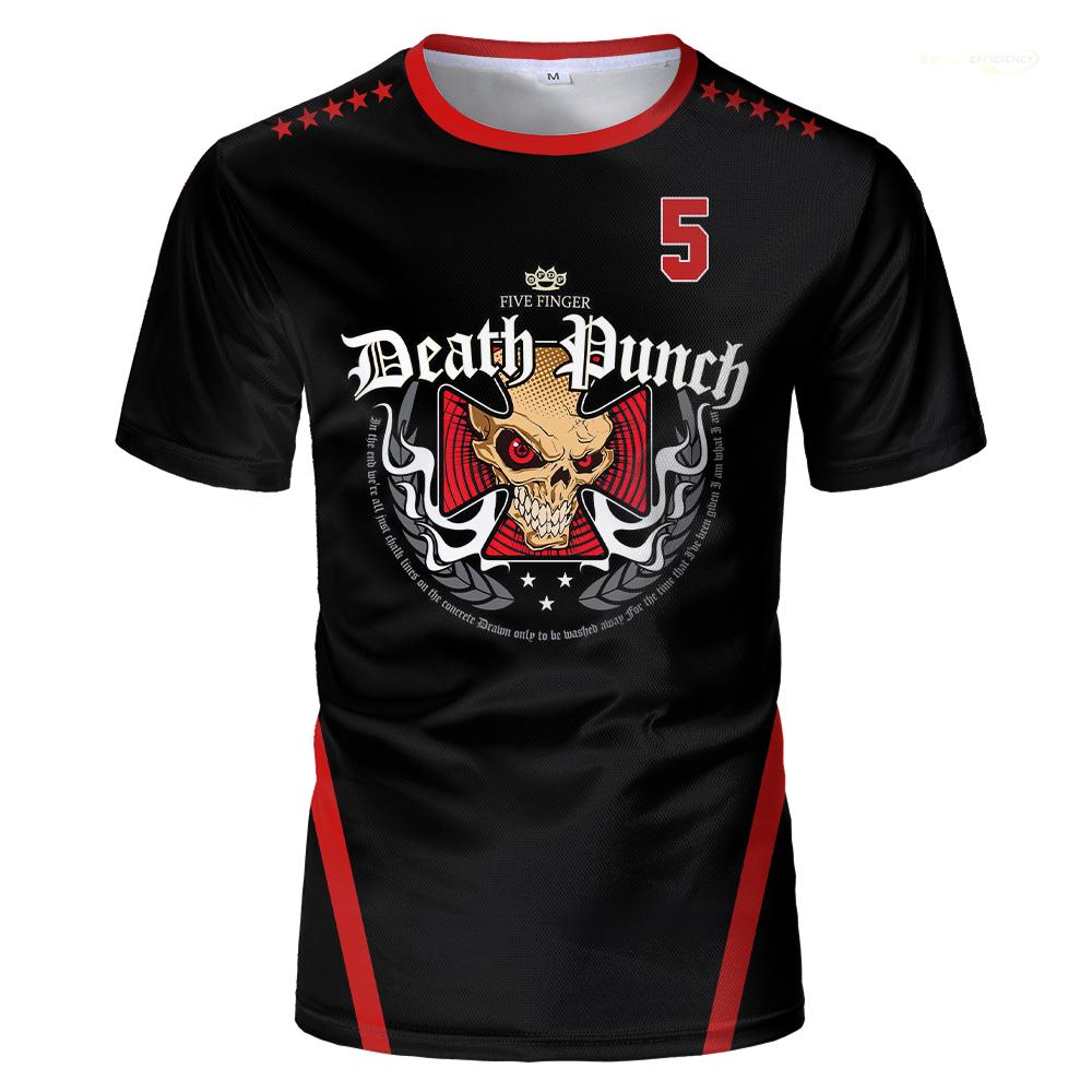 

5FDP Five Finger Death Punch Футболка з черепом 3D-друк Повсякденна з коротким рукавом з матроським коміром Великий розмір Для чоловіків жінок Топи 6XL