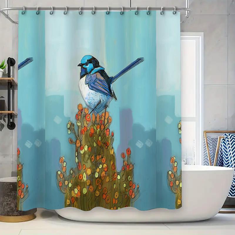 

Bluebird Shower Curtain Nature Birds Forest Backdrop Bathroom Decor Farmhouse Rustic Home Decor Wall Hanging Tapestry Wall Art W60H190(CM)-1 Pcs
