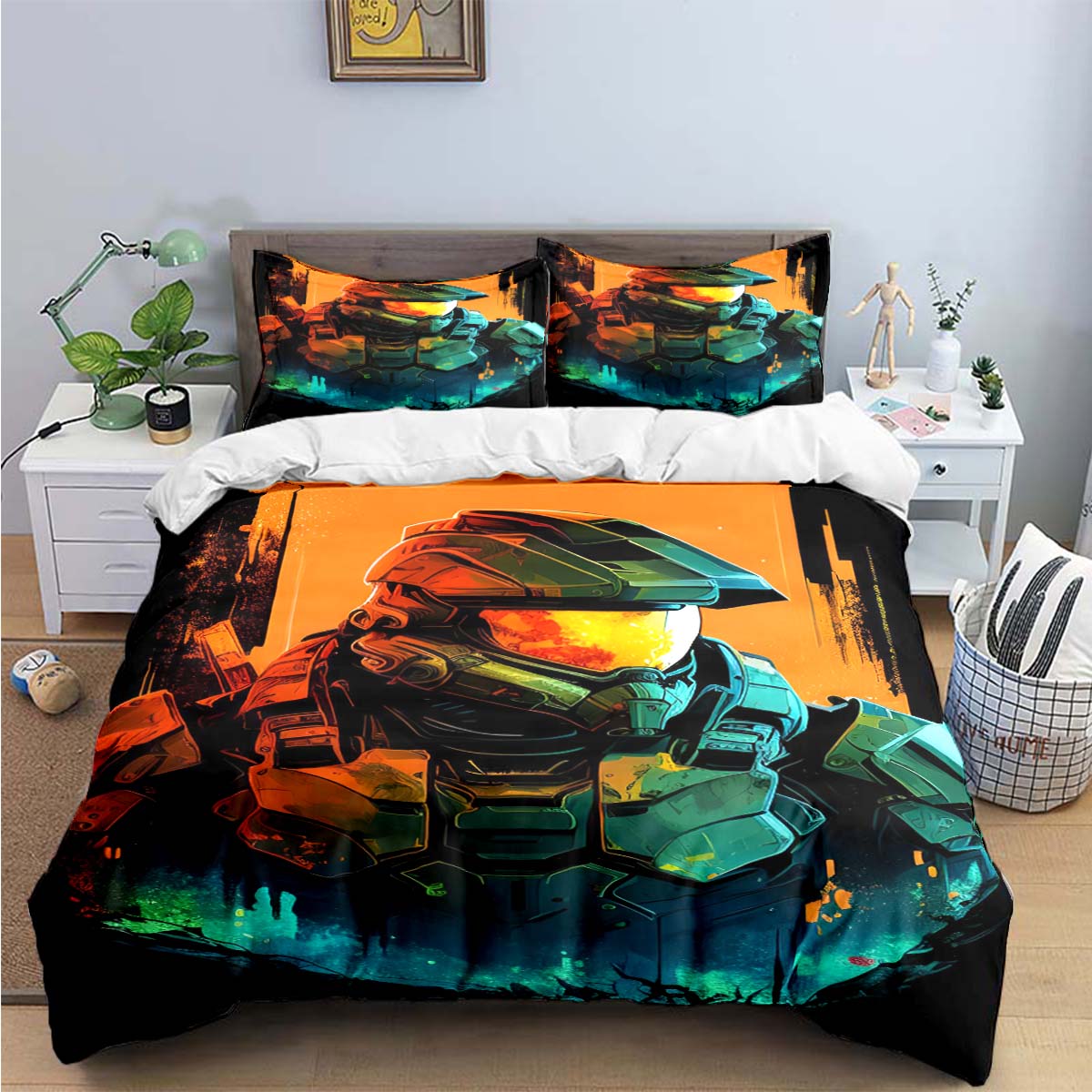 

Game H-Halo 2 Xbox Mechwarrior Print Bedding Sets Bed Supplies Set Duvet Cover Bed Comforter Set Bedding Set Luxury Gift US Full(200*230cm)3pcs