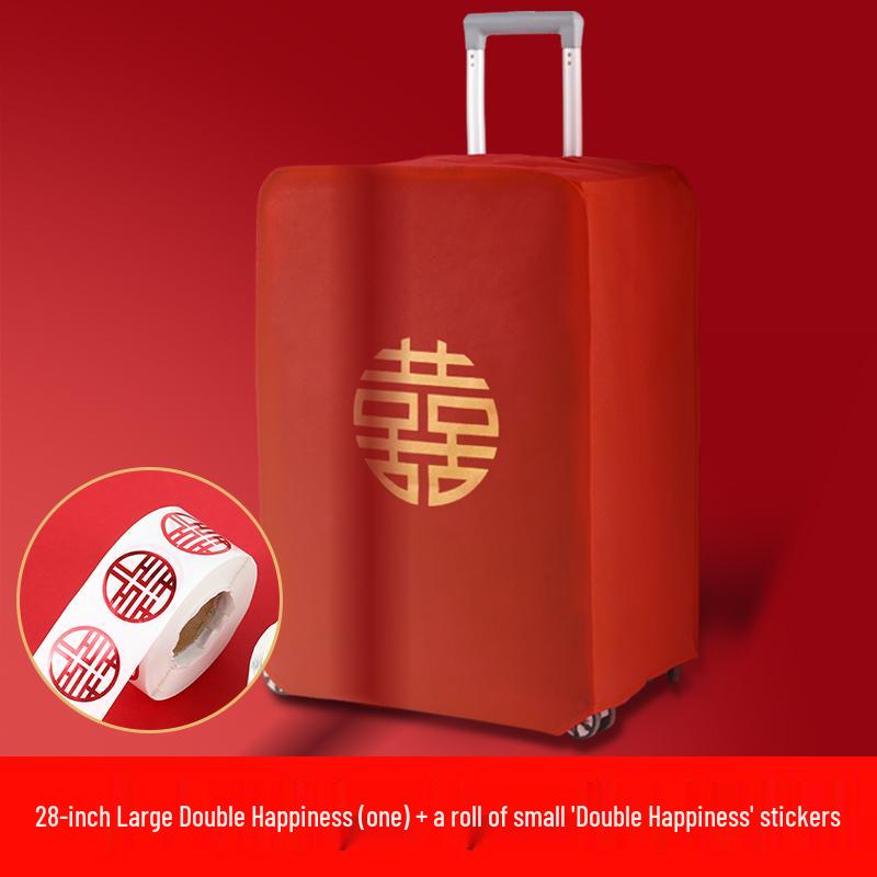 Red Double Happiness Wedding Suitcase Cover: Protective Leather Dust Bag for Luggage