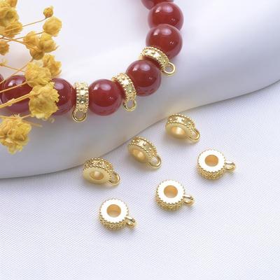 18K Gold-Filled Spacer Beads: Color-Preserving Three-Way Large Hole with Pendant, Ideal for DIY Bracelets and Necklaces.