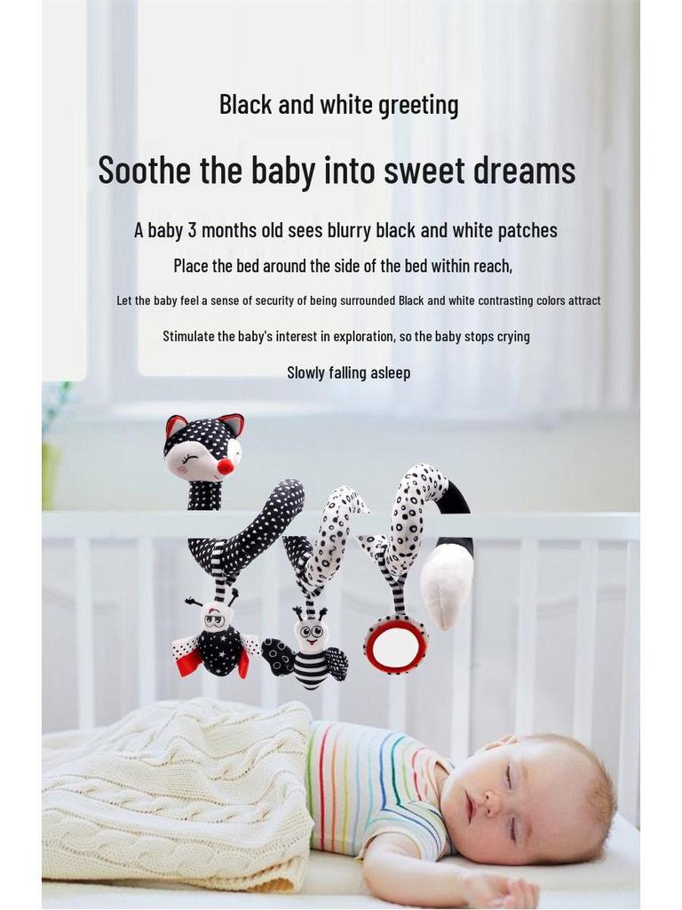 Newborn Black and White Visual Training Crib Hanging Plush Toy for Soothing Babies