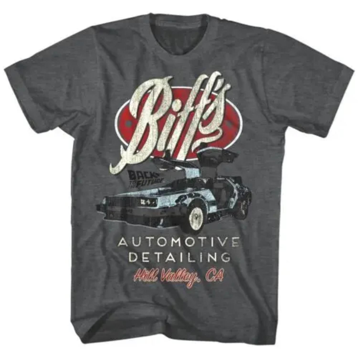 

Back to The Future Mens T Shirt Biff s Automotive Detailing Hill Valley Movie S чёрный