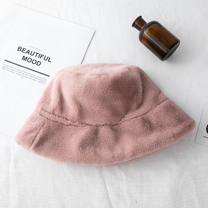 Imitation Rabbit Fur Big Head Circumference Bucket Hat Autumn and Winter Plush Versatile Show Small Face Warm Thickened Fashion Basin Hat