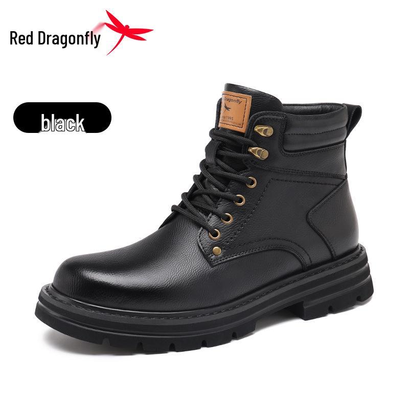 Red Dragonfly Men s Genuine Leather High-Top Martin Boots - Autumn/Winter British Style Workwear Shoes 42