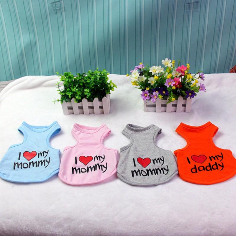 Pet Vest Small Dogs - I Love Mommy Print Cotton Tank Top Teddy Pomeranian Bichon Frise