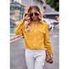 Women S Long Sleeve Solid Color Button Up Shirt With Pockets Casual
