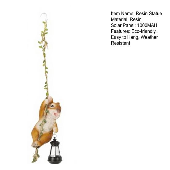 Solar Garden Rabbit Statue Resin Climbing Rabbit Holding A Solar Lantern Lighted Hanging Bunny