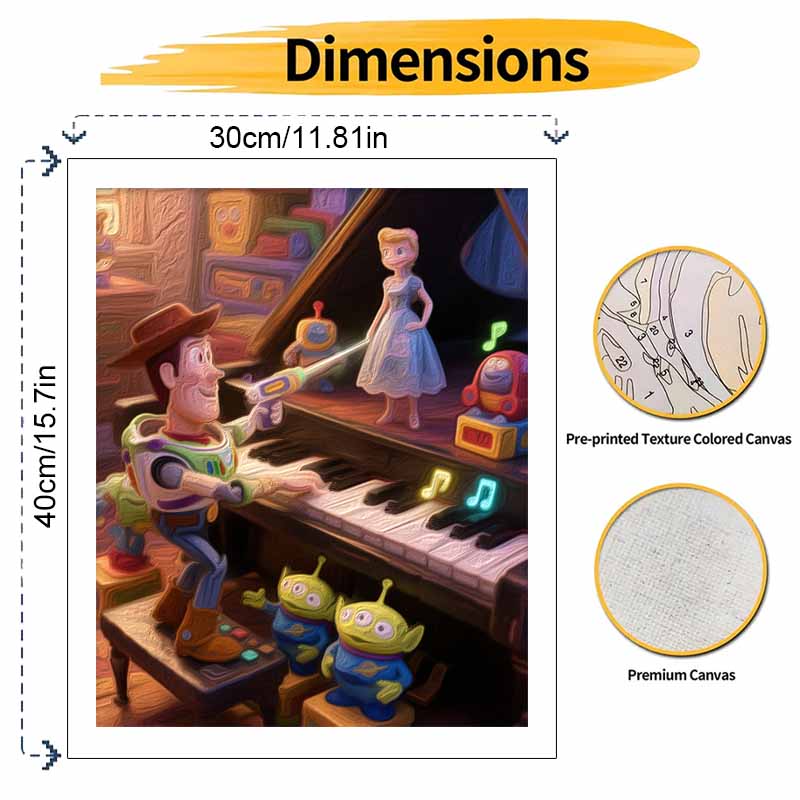 Disney Toy Story Piano Scene Digital Oil Painting Art Kit Handmade Coloring Painting Home Decor