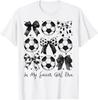 Soccer Girl Era Graphic Tshirt Cute Bows Sports Cotton Tee For Daily Wear