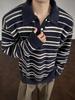 Men's Retro Stripe Sweater - Autumn/Winter Casual Knit Top