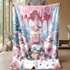 Pink Candy Christmas Gnomes Theme Blanket Lightweight Warm Flannel Blanket Decorative Throw Blanket for Home Decoration