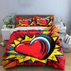Pop Art Heart Decor Set Bedding Set with 1 Duvet Cover 2 Pillowcases Single Double King Queen, Gift