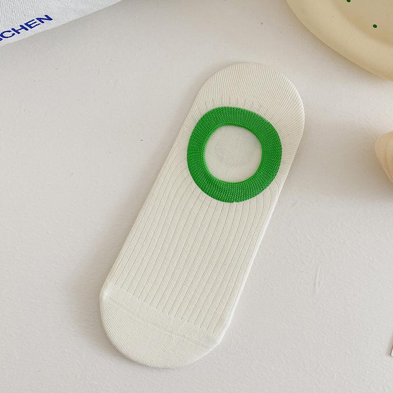 New 5 Pairs Summer Cotton Non Slip Invisible Heel Socks Thin Ice Cream Color Block Boat Socks Sweat-absorbing Women Children