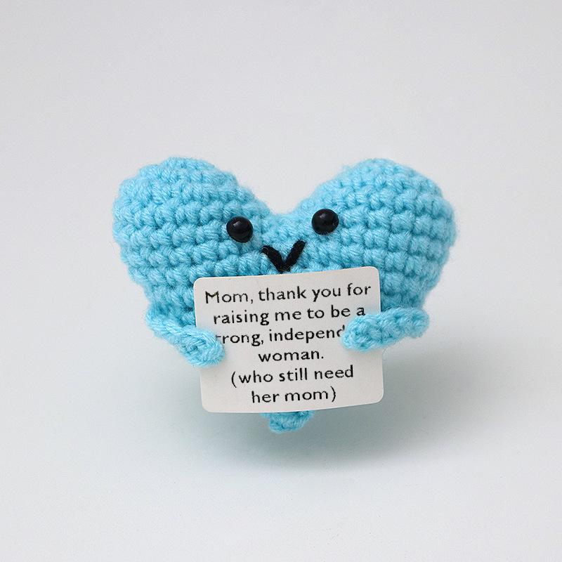 Boneca de Crochê Fofa Boneca em Forma de Coração de Tricô Brinquedo Acabado Tecido à Mão Corações de Tricô Boneca do Amor Presentes Engraçados