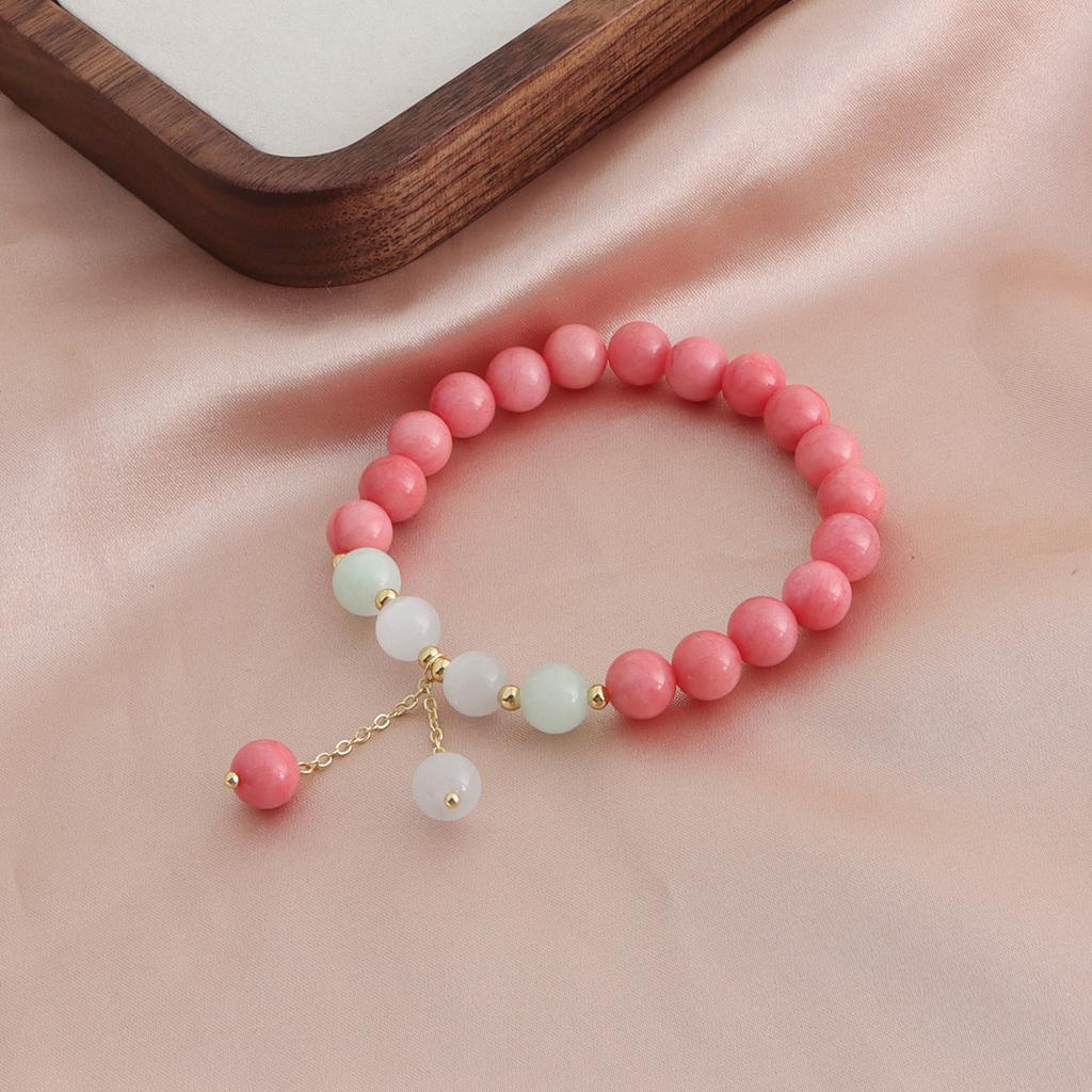 Bracelet Natural Stone Watermelon Tourmaline Rose Stone Xinjiang Jade Powder Crystal Bracelet Bracelet Girlfriend Dopamine
