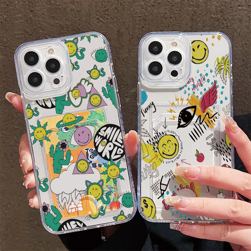 Kartenfach Halter Silikon Brieftasche Tasche Hülle Für Samsung S23 S24 S25 Ultra Redmi Note 12 13 Pro Oppo A38 A58 A78 Vivo Y21 Y22 Hülle Transparentes Handy Bumper