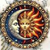 Vintage Zon Maan Metaal Wandposter 7,8 Inch Rond Gouden Aluminium Bord Huisdecoratie
